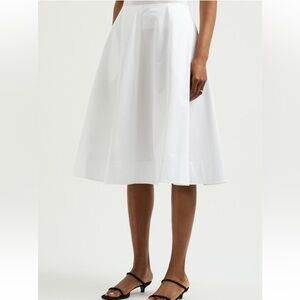 NWT KHAITE Renta Cotton-poplin Midi Skirt White size 4
